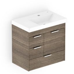 Kit de gabinete com 3 gavetas e 1 porta 60x36 com lavatório integrado Net