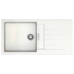 Pia de sobrepor para cozinha reversível em Quarzex® 1000x500x200 Oslo com válvula e sifão