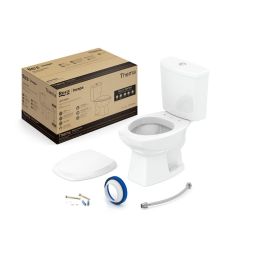 Kit de bacia com caixa, assento PP com queda amortecida e itens de instalação Thema