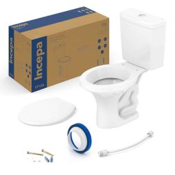 Kit de bacia com caixa acoplada 3/6L, assento PP e itens de instalação Zip