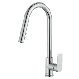 Monocomando de mesa para cozinha com bica em "U" extraível e duas funções Cala Cromado