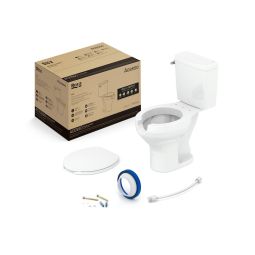Kit de bacia com caixa acoplada 3/6 litros com acionamento lateral, assento polipropileno com abertura frontal e itens de instalação Acesso Branco