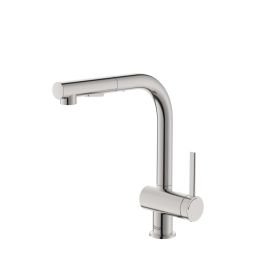 Monocomando para cozinha de mesa com bica extraível em L Ona Aço Escovado