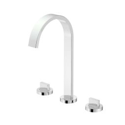 Misturador para lavatório de mesa com 3 furos de bica alta e válvula de escoamento Flow