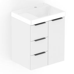 Kit de gabinete com gaveta e porta 500X380 Branco e cuba Optica L50 Branco