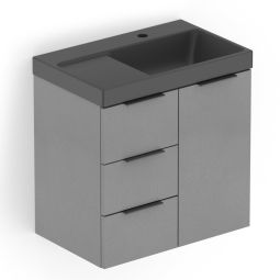 Kit de gabinete com gaveta e porta 600x380 Plata e cuba Optica L60 Matte Black