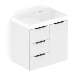 Kit de gabinete com gaveta e porta 600x380 Branco e cuba Optica L60 Branco