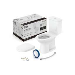 Kit de bacia com caixa acoplada, assento PP com queda amortecida e itens de instalação Debba Round