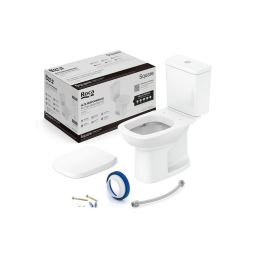 Kit de bacia com caixa acoplada, assento PP com queda amortecida e itens de instalação Square