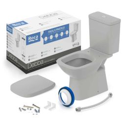 Kit de bacia com caixa acoplada 3/6 litros, assento termofixo com amortecedor e itens de instalação Debba Classic Stone