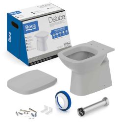 Kit de bacia convencional, assento termofixo com queda amortecida e itens de instalação Debba Classic Stone