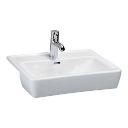 Cuba de semiencaixe 560x440 retangular com furo central e sem ladrão Pro Branco
