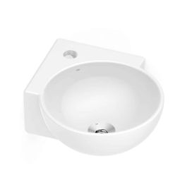 Lavatório suspenso de canto M 300x395 com furo central sem ladrão Branco