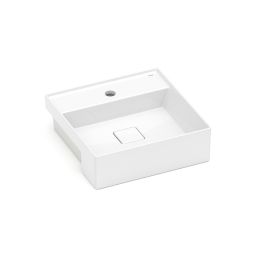 Cuba de semiencaixe quadrada 400x400 com mesa Terra T10 Branco