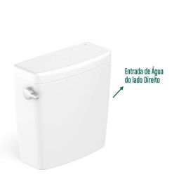 Caixa acoplada Ecoflush 3/6 litros com acionamento lateral e entrada de água no lado direito Like e Acesso (ABNT 9050) Branco