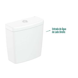 Caixa acoplada Ecoflush 3/6 litros com entrada de água no lado direito City, Like e Vip Branco