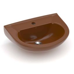Lavatório para coluna 470x395 com furo central sem ladrão Saveiro e Azalea Ocre