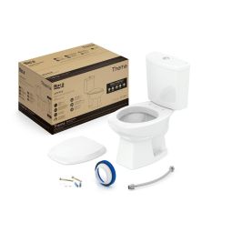 Kit de bacia com caixa, assento PP com queda amortecida e itens de instalação Thema