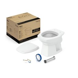 Kit de bacia convencional, assento polipropileno com queda amortecida e itens de instalação Thema Branco