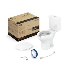 Kit de bacia com caixa acoplada 3/6 litros, assento polipropileno com abertura frontal e itens de instalação Acesso Branco
