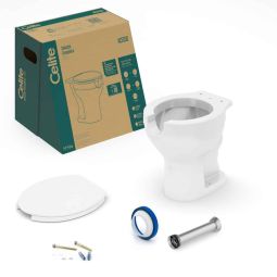Kit de bacia convencional com abertura frontal, assento polipropileno e itens de instalação Acesso Branco