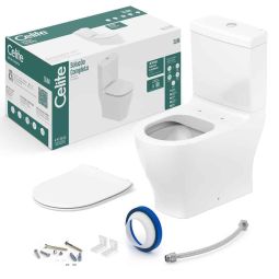 Kit de bacia com caixa acoplada Ecoflush 3/6 litros, assento termofixo com amortecedor e fácil remoção e itens de instalação Slim Branco