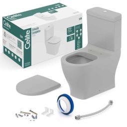 Kit de bacia com caixa acoplada Ecoflush 3/6 litros, assento termofixo com amortecedor e itens de instalação Slim Stone
