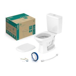 Kit de bacia com caixa acoplada Ecoflush 3/6 litros, assento polipropileno e itens de instalação Like Branco