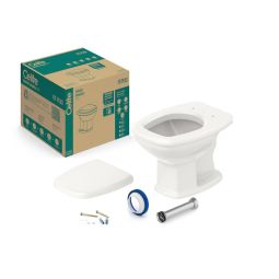 Kit de bacia convencional, assento polipropileno com amortecedor e itens de instalação Fit Pergamon