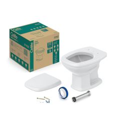 Kit de bacia convencional, assento polipropileno com amortecedor e itens de instalação Fit Cinza Prata
