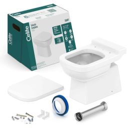 Kit de bacia convencional, assento polipropileno com amortecedor e itens de instalação Elite Branco