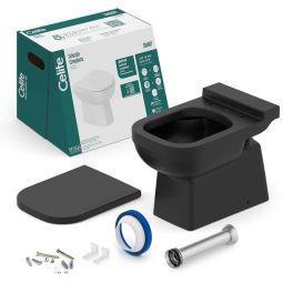 Kit de bacia convencional, assento termofixo com amortecedor e itens de instalação Elite Matte Black