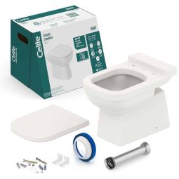 Kit de bacia convencional, assento termofixo com amortecedor e itens de instalação Elite Beige