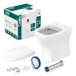 Kit de bacia convencional Rimless,  assento polipropileno com amortecedor e itens de instalação Vip Branco