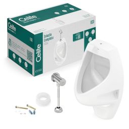 Kit de mictório com válvula de parede e fechamento automático e complementos de instalação Eco Branco