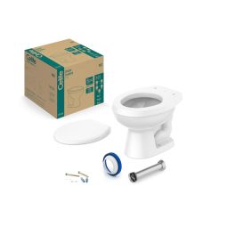 Kit de bacia convencional, assento polipropileno e itens de instalação Infantil Branco