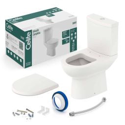 Kit de bacia com caixa acoplada Ecoflush 3/6 litros, assento polipropileno com amortecedor e itens de instalação Smart Pergamon