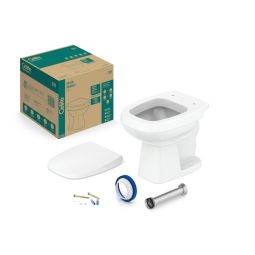 Kit de bacia convencional, assento polipropileno com amortecedor e itens de instalação City Branco