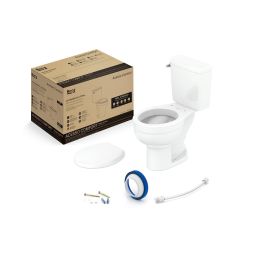 Kit de bacia com caixa acoplada com acionamento lateral, assento PP com queda amortecida e itens de instalação Acesso Comfort