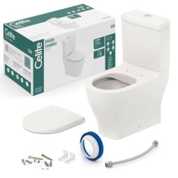 Kit de bacia com caixa acoplada Ecoflush 3/6 litros, assento polipropileno com amortecedor e fácil remoção e itens de instalação Slim Beige