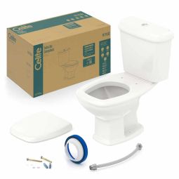 Kit de bacia com caixa acoplada Ecoflush 3/6 litros, assento polipropileno com amortecedor e itens de instalação Fit Pergamon