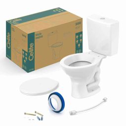 Kit de bacia com caixa acoplada Ecoflush 3/6 litros, assento polipropileno e itens de instalação Saveiro Branco