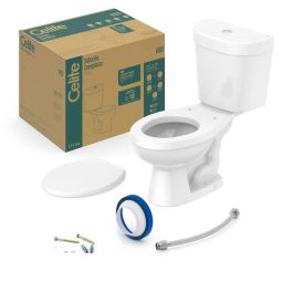 Kit de bacia com caixa acoplada Ecoflush 3/6 litros, assento polipropileno e itens de instalação Infantil Branco