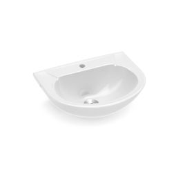 Lavatório para coluna 475x385 com furo central sem ladrão Flamingo Branco