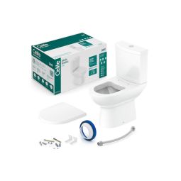 Kit de bacia com caixa acoplada Ecoflush 3/6 litros, assento polipropileno com amortecedor e itens de instalação Smart Branco