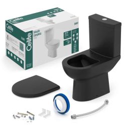 Kit de bacia com caixa acoplada Ecoflush 3/6 litros, assento polipropileno com amortecedor e itens de instalação Smart Matte Black