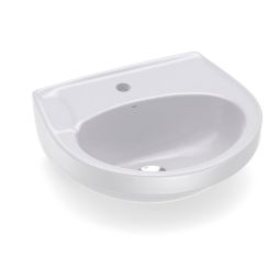 Lavatório para coluna 470x425 com furo central sem ladrão Parati Cinza Prata