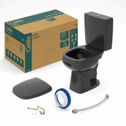 Kit de bacia com caixa acoplada Ecoflush 3/6 litros, assento polipropileno com amortecedor e itens de instalação City Preto