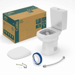 Kit de bacia com caixa acoplada Ecoflush 3/6 litros, assento polipropileno com amortecedor e itens de instalação City Cinza Prata