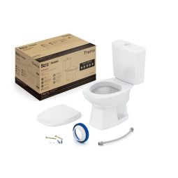 Kit de bacia com caixa acoplada 3/6 litros, assento polipropileno com amortecedor e itens de instalação Thema Cinza Platina